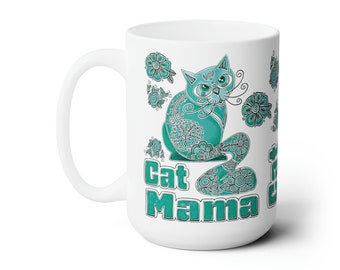 Cat Mama Mug | Cat Mama Mother's Day Mug | Cat Lover Coffee Mug | Mother's Day Gift for Cat Mom | Boho Cat Mama Coffee Mug | Cat Mom Mug