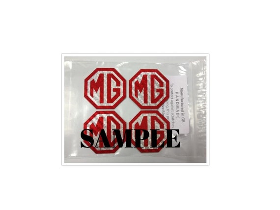 MG Alloy Wheel Centre Caps Car Badges 57mm Logo Badge Vinyl Decal Adhesive Backing 4 Pack Carbon Fibre