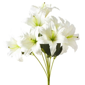 Simple Elements Artificial White Lily Flower - 21 Inches Faux Lily Flowers with Sturdy Stem, Green Stem, Event Decoration, Wedding Décor
