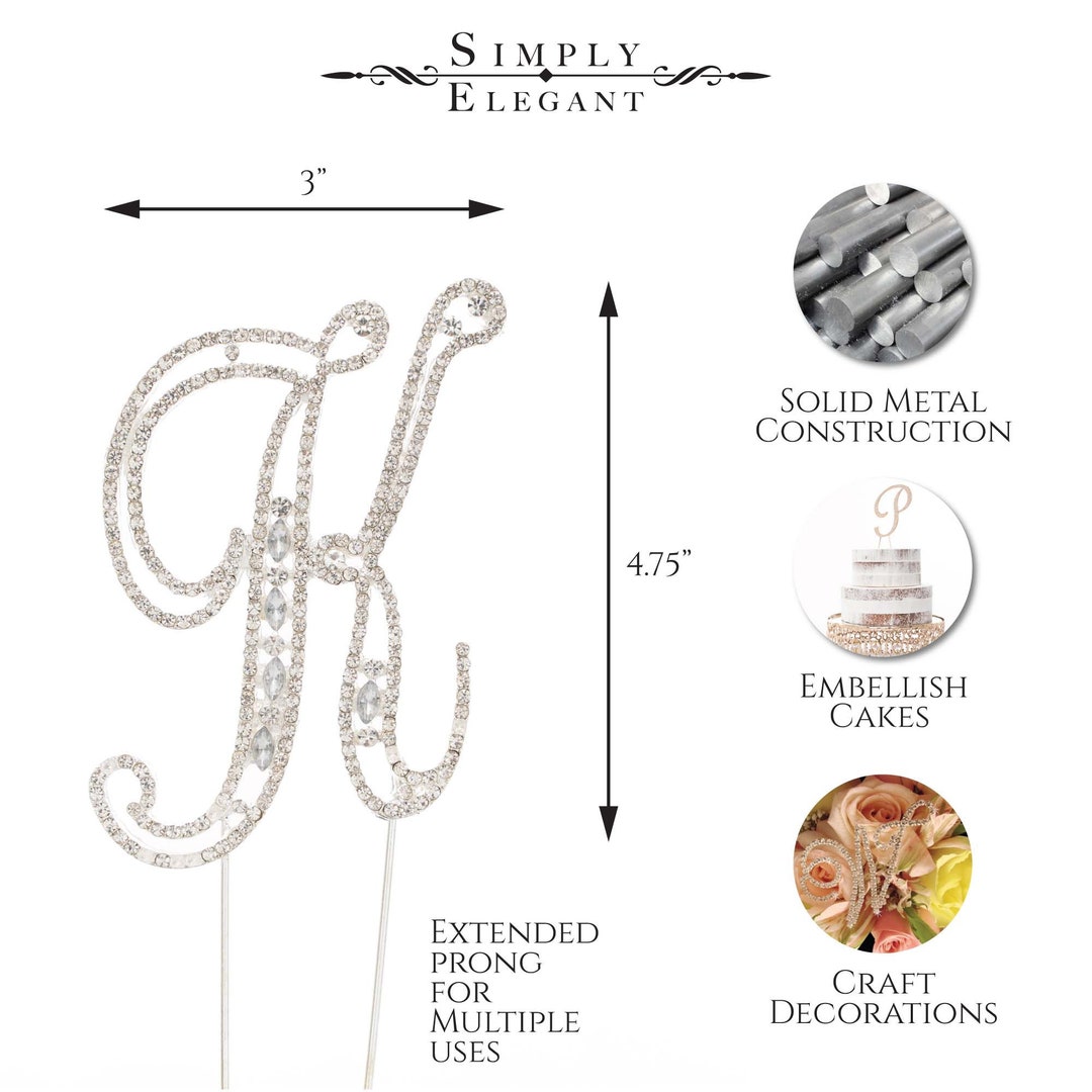 Rhinestone Cake Topper Letter R - Silver - Etsy