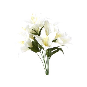 Simple Elements Artificial White Lily Flower - 22 Inches Faux Lily Flowers with Sturdy Stem, Green Stem, Event Decoration, Wedding Décor