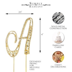 Rhinestone Cake Topper Letter - Gold