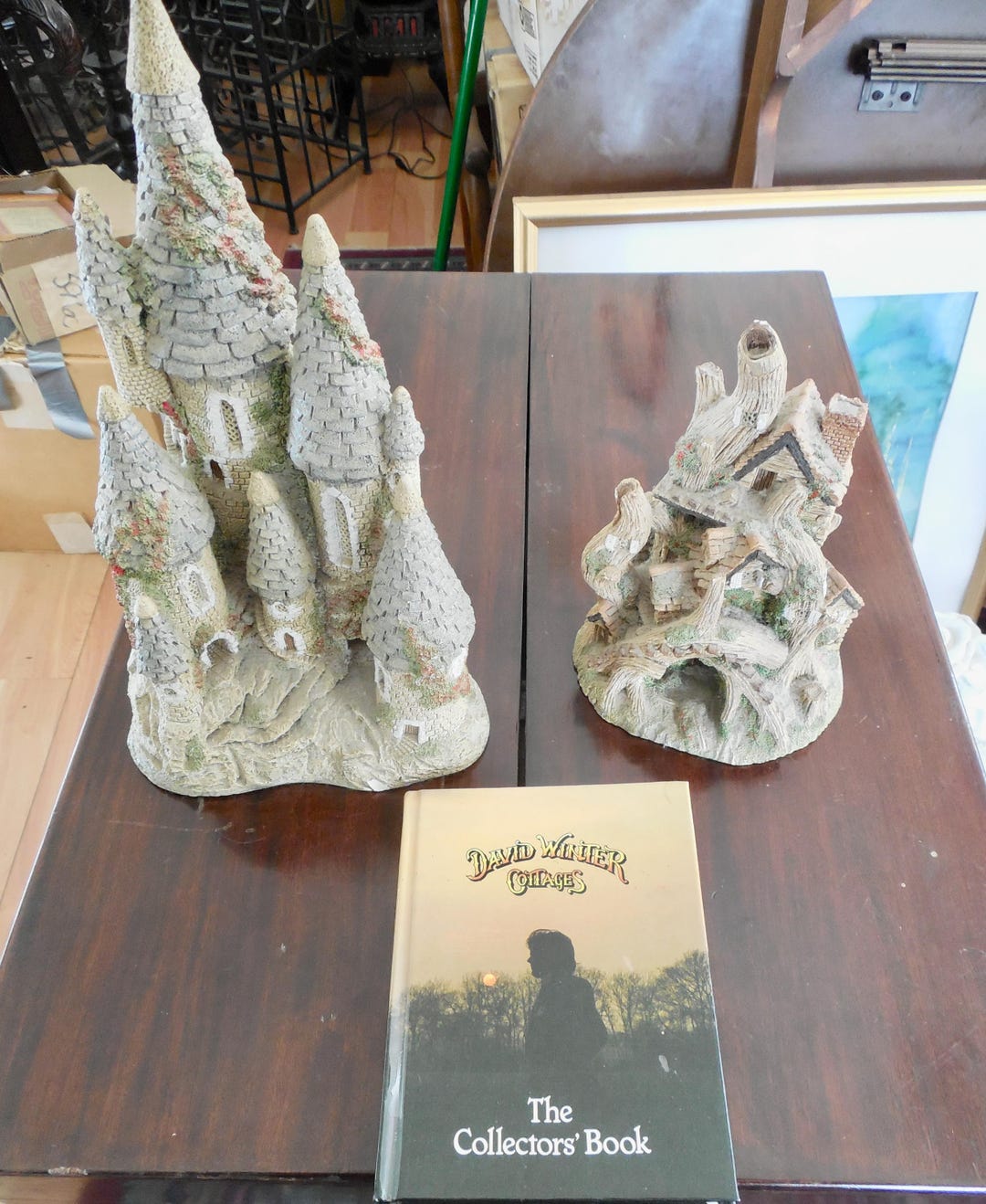 Pair of David Winters Cottages Collectible Figurines With Book - Etsy