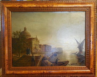 19th Century Nautical Painting Of Italian Coast SIGNED