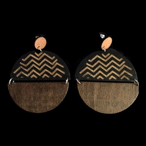 Hanging Galice Laser Engraved Wood Earrings