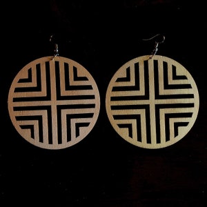 Kente Laser Engraved Wood Earrings