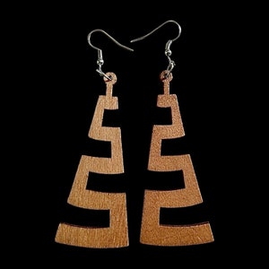 Squiggle Laser Engraved Wood Earrings