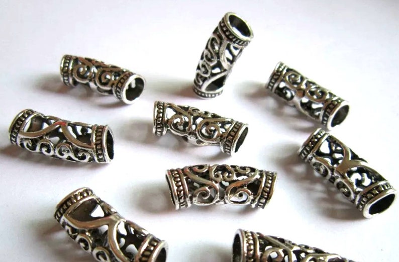 2 Ornate Silver Hair Cuffs