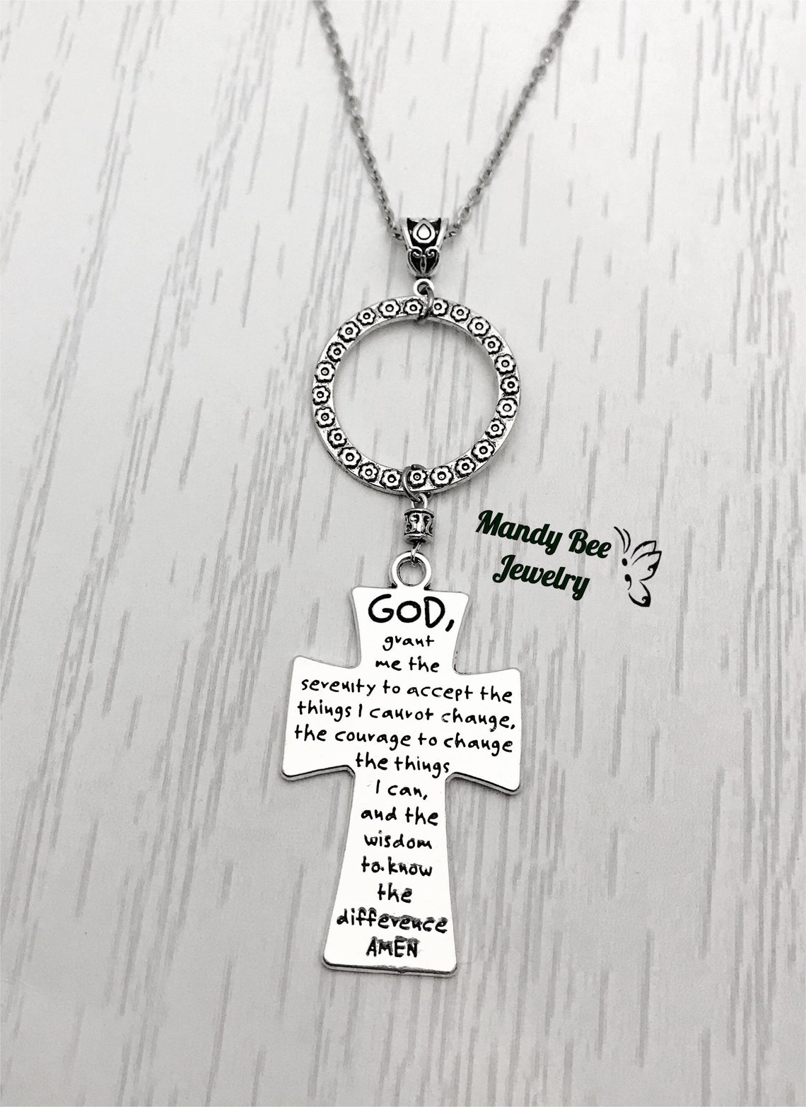 Serenity Prayer Cross Necklace Etsy