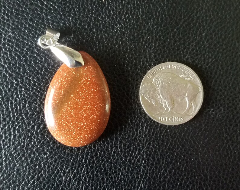 rounded edges beautiful shiny finish domed on both sides Gold GOLDSTONE teardrop pendant