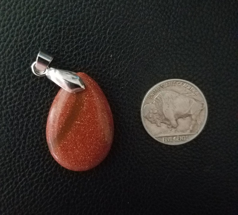 rounded edges beautiful shiny finish domed on both sides Gold GOLDSTONE teardrop pendant