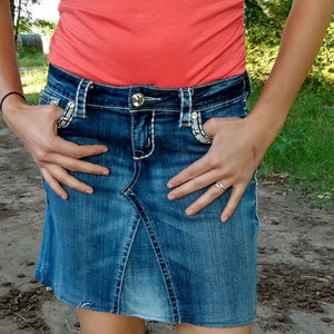 Rhinestones Jean Skirt, Denim Skirt for Rodeo, Country Girls Skirts, Cowgirl Boots Skirt, Custom Made Skirts
