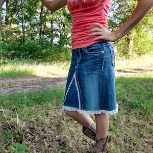 Fancy Handmade Jean Skirt For Women, Jean Skirts, Denim Skirts, MissMe Jeans, Grace In LA, Dancing Skirts, Cowgirl Skirts