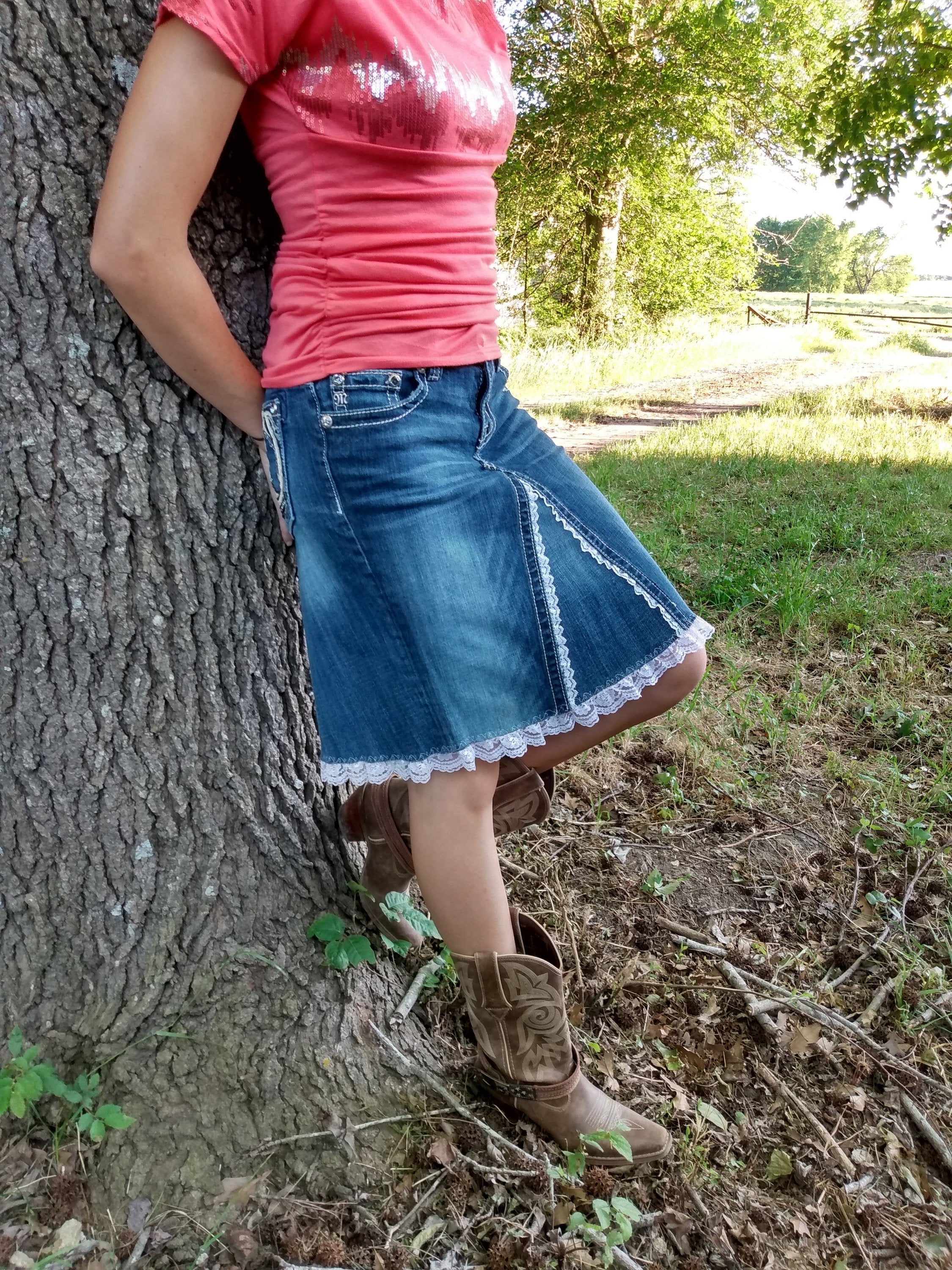 Fancy Handmade Jean Skirt for Women and Girls Etsy