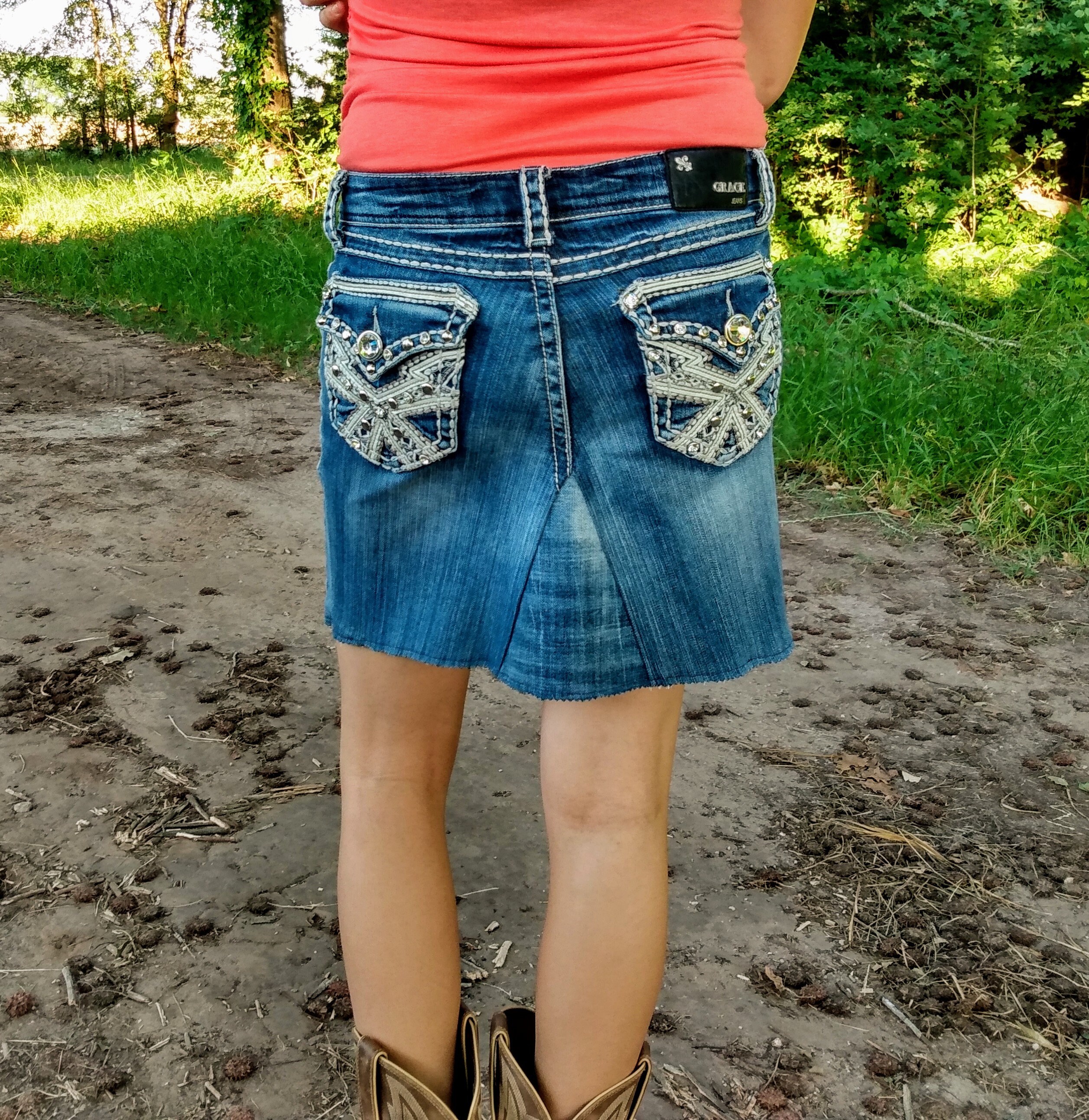 Denim Skirt With Rhinestones - Etsy