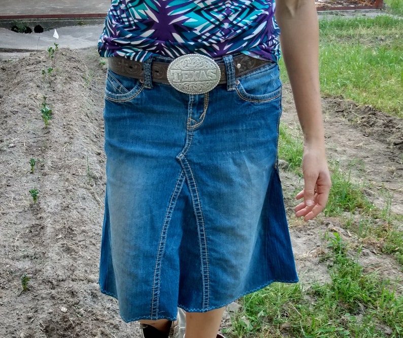 Upcycled Jean Skirt Handmade - Etsy