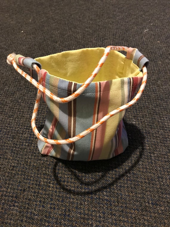 Pastel Stripe Rope Handle Shopping Bag