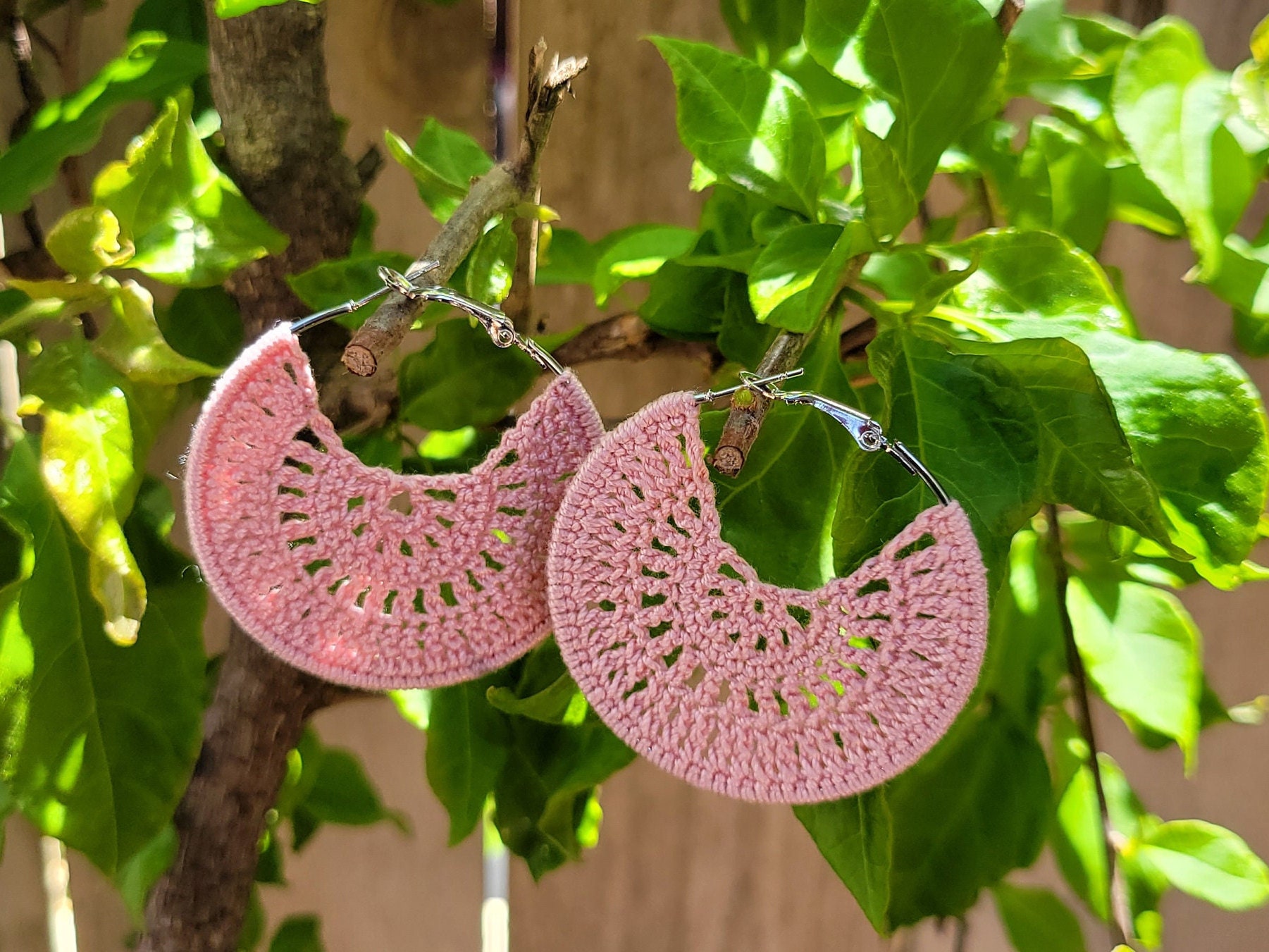 Crocheted Hoop Earrings Boho Earrings Gift for Her Handmade Etsy