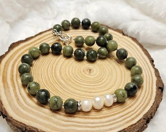 Collar de cuentas hecho a mano con perlas barrocas de agua dulce, joyería minimalista para el día a día, regalo para ella, joyería artesanal, joyería curativa.