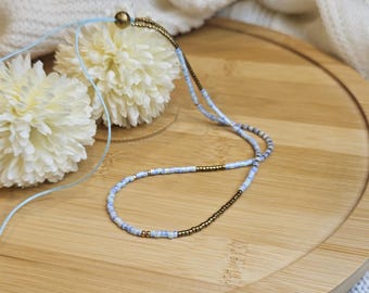 Gargantilla artesanal con cuentas de vidrio pastel de 15 pulgadas