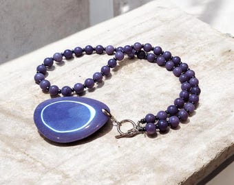 Collar con colgante de ágata, joyería de piedras preciosas hecha a mano, minimalista y delicado, regalo único para ella, collar de cristal curativo.