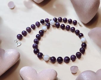 Collar de cuentas de piedra natural hecho a mano, joyería minimalista para uso diario, chapado en oro de 18 quilates, 43 cm