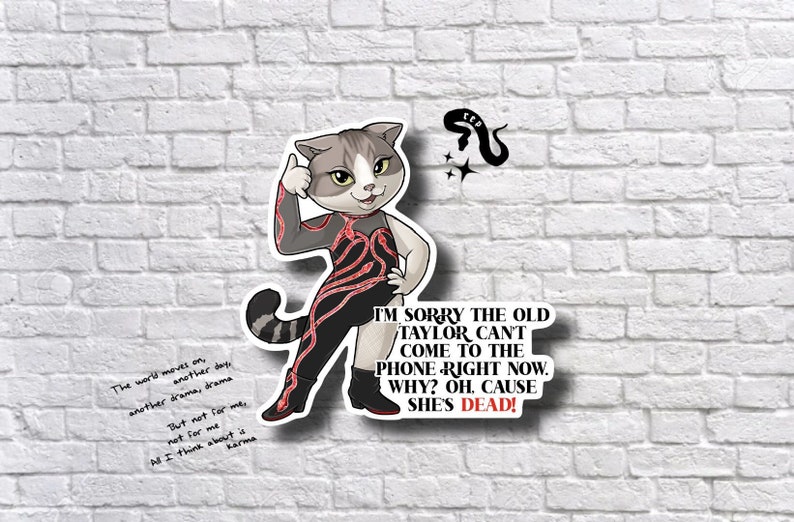 Taylor Swift Sticker | Cat Sticker | Swiftie Merch | Funny Sticker | Waterproof Sticker image 1