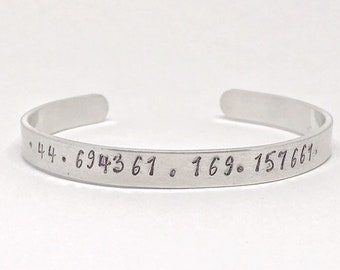 Co ordinates personalised aluminium cuff bangle