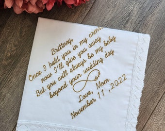 To my daughter, on her wedding day, wedding gift for my daughter, Embroidered Wedding Handkerchief, Wedding Handkerchief, wedding gift