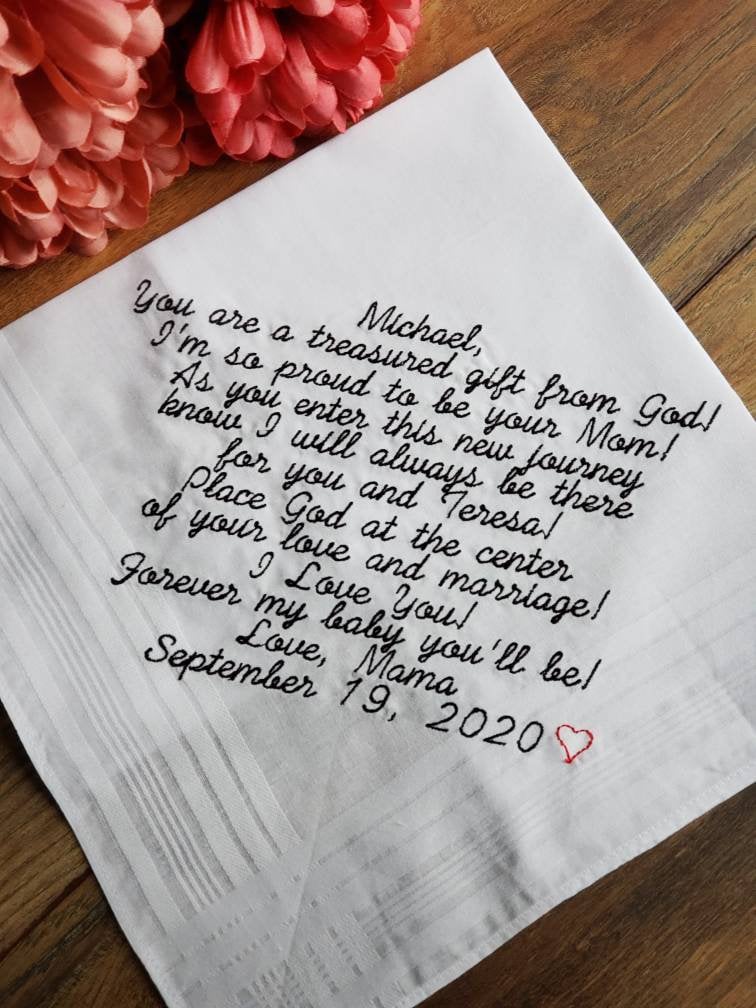 To My Son on His Wedding Day Wedding Gift for My Son Embroidered