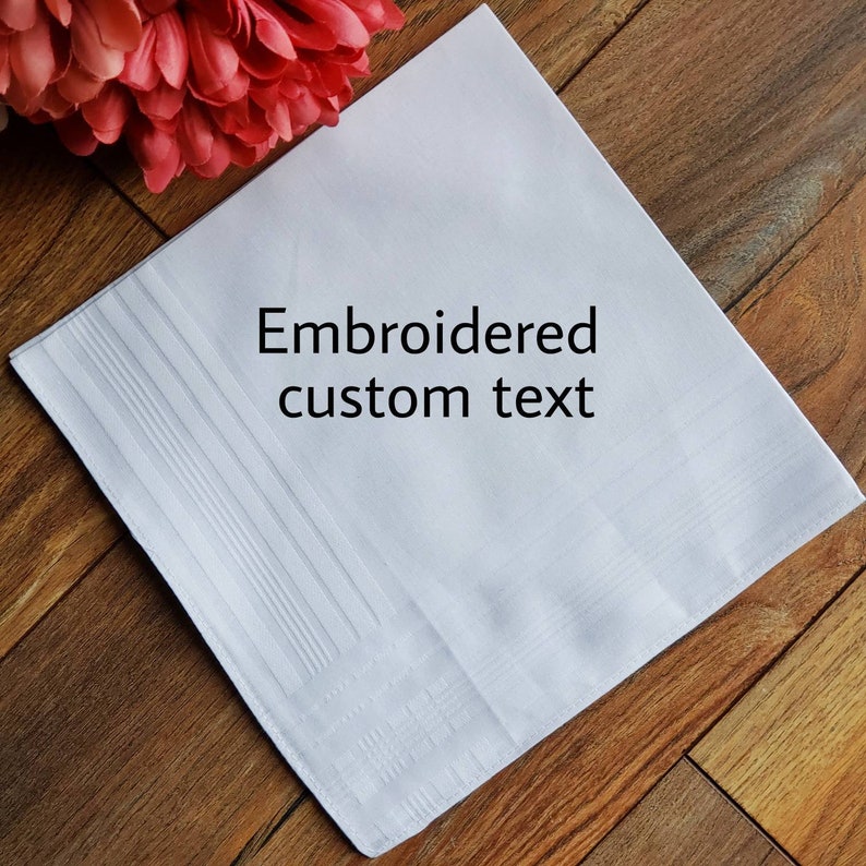 Custom Handkerchief, Embroidered Wedding Handkerchief, Wedding Gift with Custom Message image 1