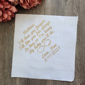 Wedding handkerchief for son, Embroidered Wedding Handkerchief for son, wedding gift, Personalized Embroidered gift, Wedding keepsake