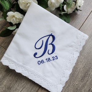 Personalized Handkerchief with Letter Embroidery, Monogramed Handkerchief, Custom Embroidered Handkerchief with Initial letter