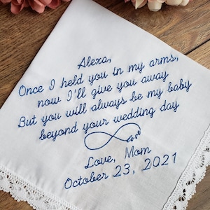 To my daughter, on her wedding day, wedding gift for my daughter, Embroidered Wedding Handkerchief, Wedding Handkerchief, wedding gift