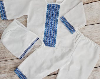 Conjunto ucraniano para bebé niño / Conjunto Vyshyvanka / 6–9 meses / 100% algodón