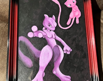 MewTwo and Mew Acrylic Painting