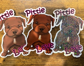 Chocolate Pittie Love | Cute | Pitbull | Sticker