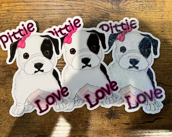 Black and White Pittie Love | Cute | Pitbull | Sticker