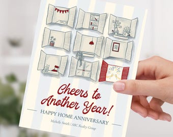 Happy Home Anniversary Cards | Personalized Real Estate Client Appreciation (Set of 10)