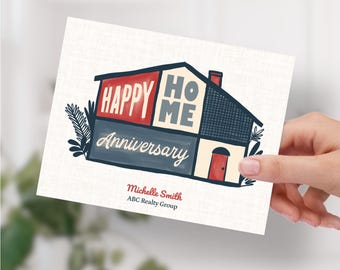 Happy Home Anniversary Cards | Personalized Real Estate Client Appreciation (Set of 10)