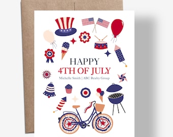 Happy 4th of July Cards | Personalized Real Estate Client Appreciation (Set of 10)