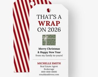 Christmas Pop-By Tags with String | Personalized Real Estate Client Appreciation Gift