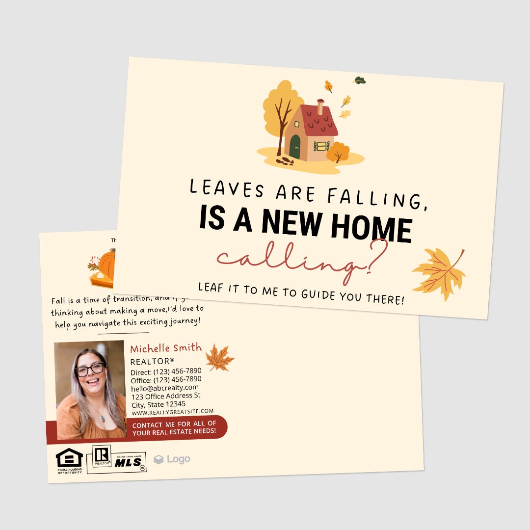 Printed Fall Real Estate Postcards Personalized Mailers Etsy