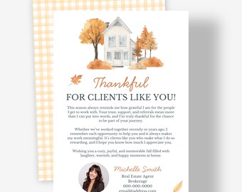 Thankful for Clients Like You Real Estate Cards | Personalized Realtor Fall Mailers with Envelopes