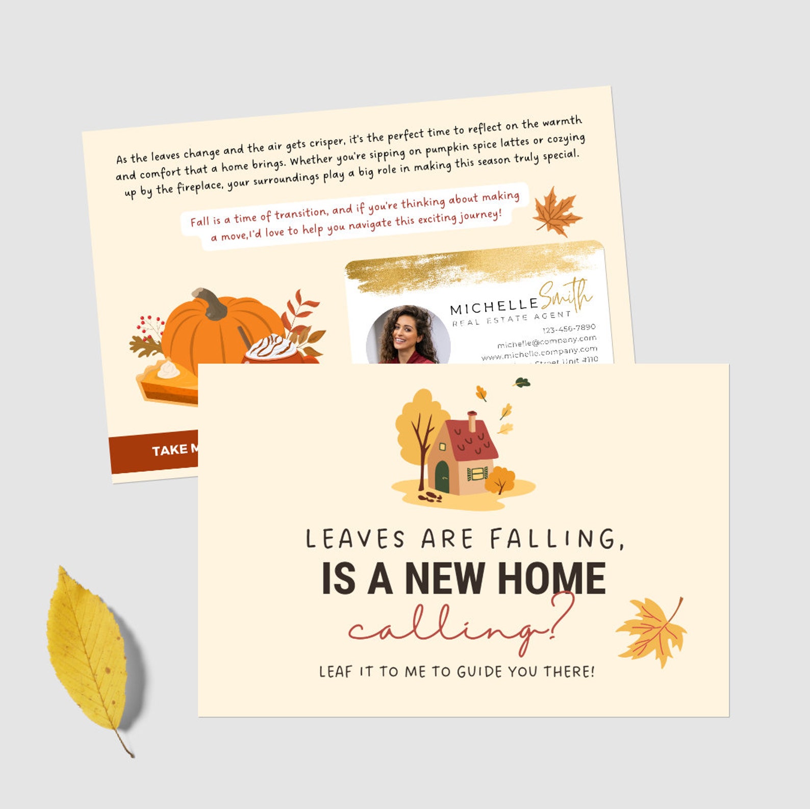 Printed Fall Real Estate Postcards Envelopes Included Leaves Are