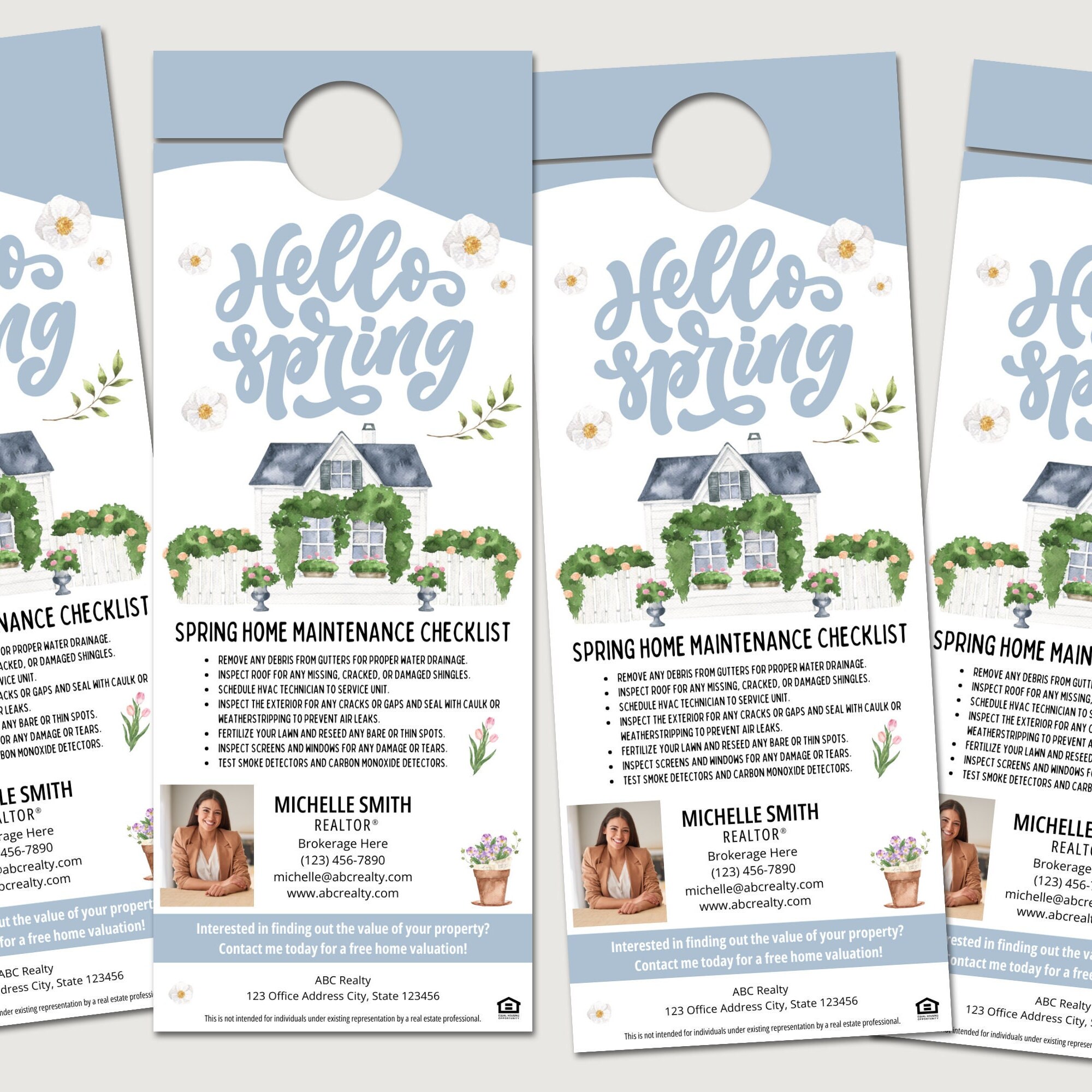 Set of 250 Custom Spring Real Estate Door Hangers Spring Home ...