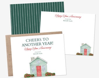 Happy Home Anniversary Notecards | Personalized Realtor Client Cards | Set of 10 with Envelopes
