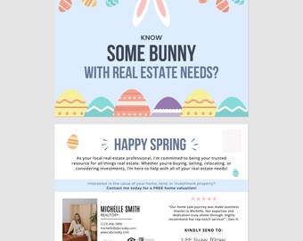 Printed Easter Postcards - 50 Personalized Postcards - Real Estate, Mortgage, Insurance - Know Some Bunny With Real Estate Needs?