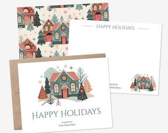 Merry Christmas Notecards | Personalized Realtor Client Cards | Set of 10 with Envelopes
