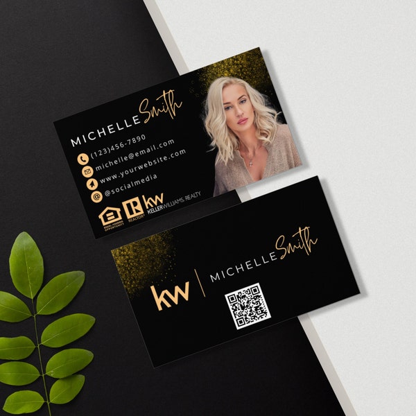 Black and Gold Business Cards With Qr Code Etsy